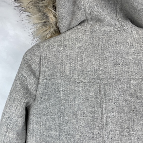 J. Crew Chateau Parka Italian Wool Stadium Cloth Coat Fur Hood B3901 Gray 00 - Picture 10 of 16